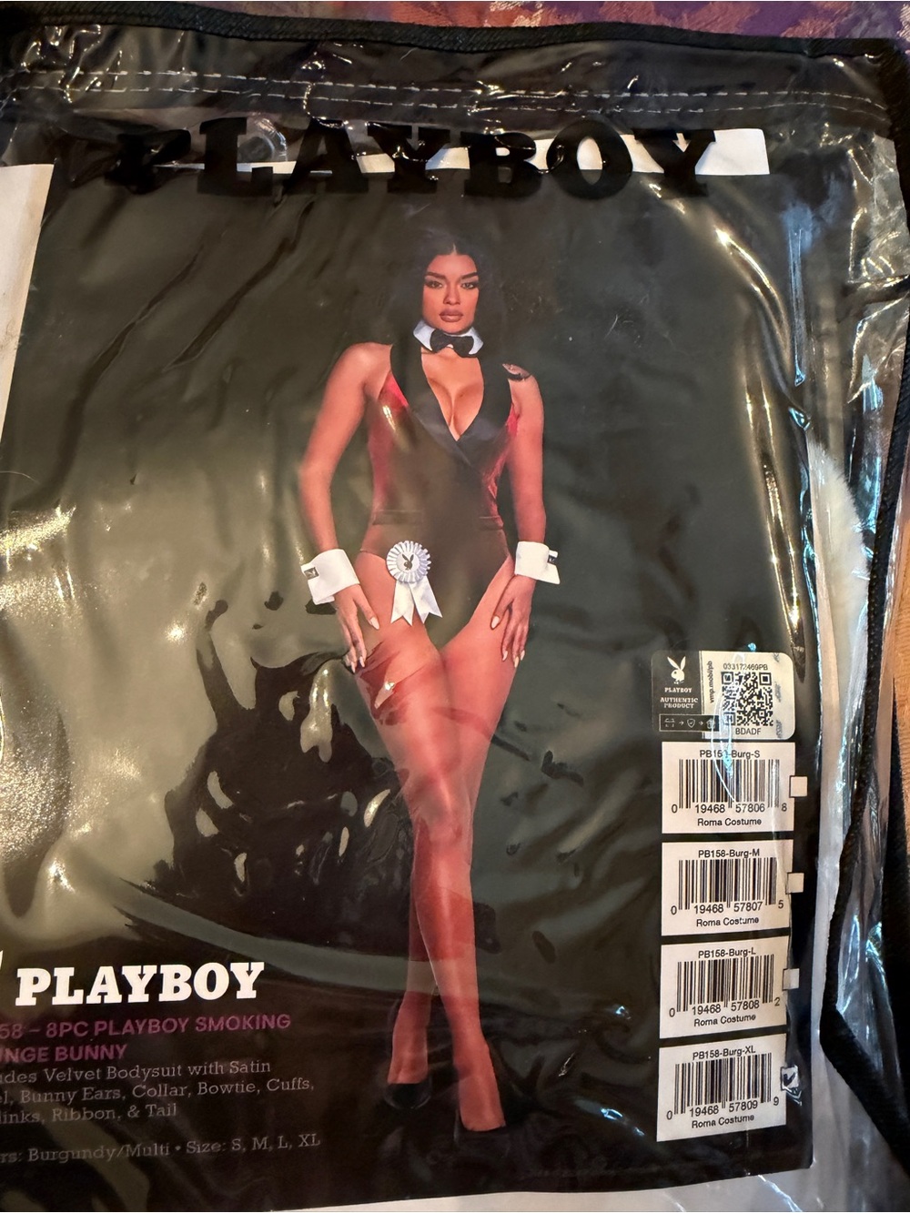 PLAYBOY Burgundy Velvet Bunny Bandeau Bodysuit